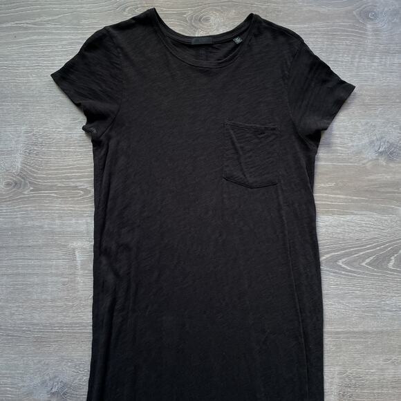 ATM Anthony Thomas Melillo Dress Black Pocket T-Shirt Maxi Burnout Size S/P - Picture 2 of 10